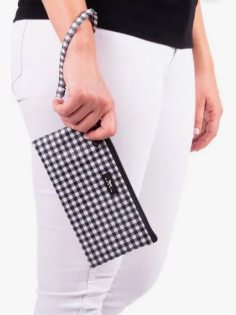 Scout Black and White Gingham Check Kate Wristlet